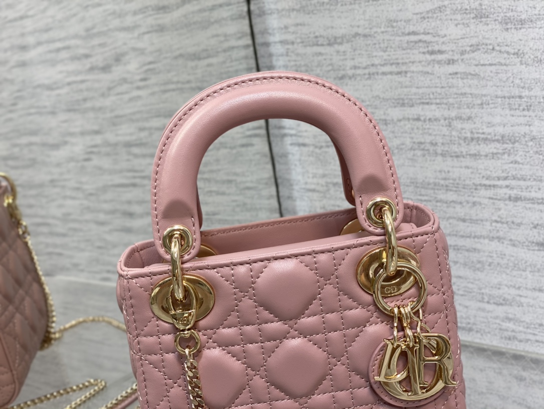 Mini Lady Dior Bag Pink Cannage Lambskin